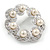 Small Crystal Faux Pearl Wreath Brooch In Rhodium Plated Metal - 30mm L - view 3