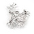 Small Funky Crystal Frog Brooch In Rhodium Plated Metal - 35mm L - view 3