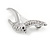 Small Polished Rhodium Plated Seagull Bird Brooch - 37mm L - view 3
