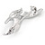 Small Polished Rhodium Plated Seagull Bird Brooch - 37mm L - view 4