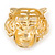Statement Gold Plated, Crystal, Textured Tiger Head Brooch - 40mm L - view 4