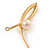 Gold Plated Loop with Faux Pearl Brooch - 50mm L - view 5