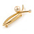 Gold Plated Loop with Faux Pearl Brooch - 50mm L - view 7