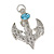 Rhodium Plated Clear Crystal Light Blue CZ Anchor Brooch - 32mm L - view 2