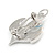 Rhodium Plated Clear Crystal Light Blue CZ Anchor Brooch - 32mm L - view 3