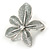 Rhodium Plated Silver Coloured Glitter Leaf Brooch - 40mm L - view 2