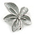 Rhodium Plated Silver Coloured Glitter Leaf Brooch - 40mm L - view 3