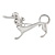 Stylish Badger-Dog Brooch In Polished Rhodium Plated Metal - 45mm L
