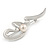 Fancy Polished Rhodium Plated Cream Simulated Pearl Brooch - 53mm L - view 3