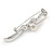 Fancy Polished Rhodium Plated Cream Simulated Pearl Brooch - 53mm L - view 5