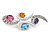 Rhodium Plated Multicoloured CZ Cluster Brooch - 50mm L - view 2
