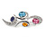 Rhodium Plated Multicoloured CZ Cluster Brooch - 50mm L - view 3