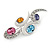 Rhodium Plated Multicoloured CZ Cluster Brooch - 50mm L - view 4