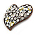 Vintage Inspired Clear Crystal, White Enamel Floral Heart Brooch In Bronze Tone Metal - 42mm W - view 2