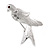 Small Crystal Pigeon Bird Brooch In Rhodium Plated Alloy - 35mm L - view 4