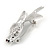 Small Crystal Pigeon Bird Brooch In Rhodium Plated Alloy - 35mm L - view 2