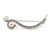Elegant Silver Plated Clear Crystal White Faux Pearl Brooch - 50mm L - view 2