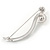 Elegant Silver Plated Clear Crystal White Faux Pearl Brooch - 50mm L - view 4
