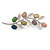 Fancy Floral Brooch with Multicoloured Ceramic Stones In Matte Light Silver Tone - 65mm L - view 4