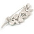 Fancy Floral Brooch with Multicoloured Ceramic Stones In Matte Light Silver Tone - 65mm L - view 5