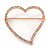 Romantic Rose Gold Tone Clear Crystal Open Heart Brooch - 35mm L