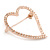 Romantic Rose Gold Tone Clear Crystal Open Heart Brooch - 35mm L - view 2