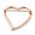 Romantic Rose Gold Tone Clear Crystal Open Heart Brooch - 35mm L - view 3