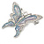 Rhodium Plated Glitter Butterfly Brooch - 43mm W - view 2