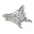 Rhodium Plated Glitter Butterfly Brooch - 43mm W - view 3