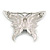 Rhodium Plated Glitter Butterfly Brooch - 43mm W - view 5