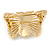 Small Gold Plated Crystal, Faux Pearl Butterfly Brooch - 30mm L - view 4