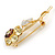 CZ Crystal Daisy Flower Brooch In Gold Plated Metal - 50mm L - view 3