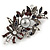 Vintage Inspired Crystal Floral Brooch In Silver Tone Metal - 60mm L