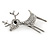 Clear Crystal Christmas Reindeer Brooch In Silver Tone Metal - 40mm - view 3
