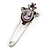 Crystal Purple Cameo Safety Pin Brooch In Silver Tone - 70mm L - view 2