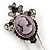 Crystal Purple Cameo Safety Pin Brooch In Silver Tone - 70mm L - view 3