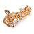 Clear Crystal Musical Notes Brooch In Gold Tone Metal - 42mm - view 2