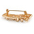 Clear Crystal Musical Notes Brooch In Gold Tone Metal - 42mm - view 4