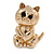 Cute Kitten/ Cat Brooch In Gold Tone Metal - 33mm L