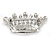 Clear Crystal Faux Pearl Crown Brooch In Silver Tone Metal - 45mm - view 2