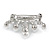 Clear Crystal Faux Pearl Crown Brooch In Silver Tone Metal - 40mm - view 2