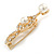 Gold Plated Diamante Faux Pearl Treble Clef Brooch - 50mm L - view 3