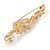 Gold Plated Diamante Faux Pearl Treble Clef Brooch - 50mm L - view 5