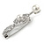 Silver Plated Diamante Faux Pearl Treble Clef Brooch - 50mm L - view 2