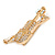 Clear/ AB Crystal Violin Brooch In Gold Tone Metal - 45mm L - view 2