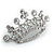 Clear Crystal Crown Brooch In Silver Tone Metal - 50mm W - view 3