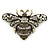Vintage Inspired Crystal Bumble Bee Brooch In Aged Gold Tone - 60mm - view 3