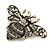 Vintage Inspired Crystal Bumble Bee Brooch In Aged Gold Tone - 60mm