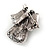 Crystal Beautiful Guardian Angel Brooch Pin In Aged Silver Tone Xmas Christmas - 32mm L - view 4