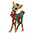 Clear/ Red/ Green Crystal Christmas Reindeer Brooch In Aged Gold Tone Metal - 40mm L